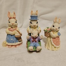 Trio Of Easter Bunny Decorations White Pastels Spring SOLD AS IS..READ DESC
