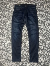 G Star Jeans Mens 32 Blue Revend Skinny Dark Whisker Fade Denim