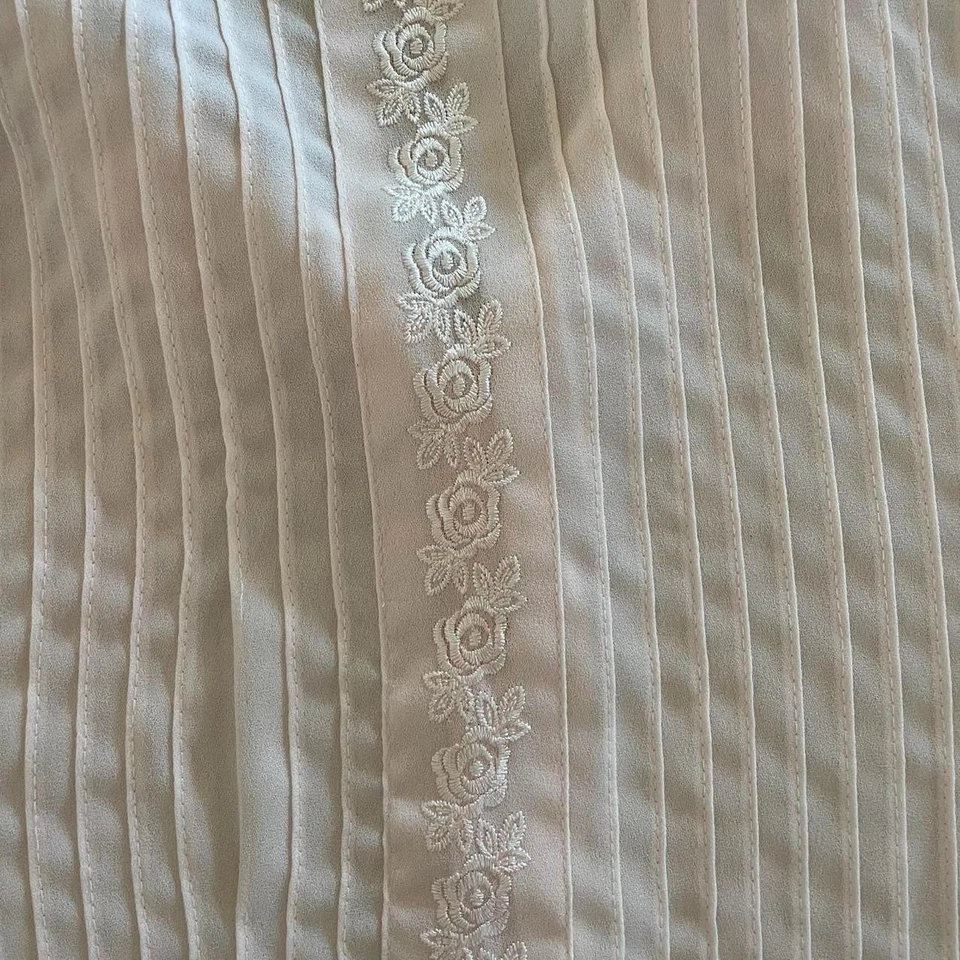 Blusa de encaje transparente rosa vintage años 70 para mujer M-XL Corea Coqueta Cottagecore Fairy Foto 3 de 4