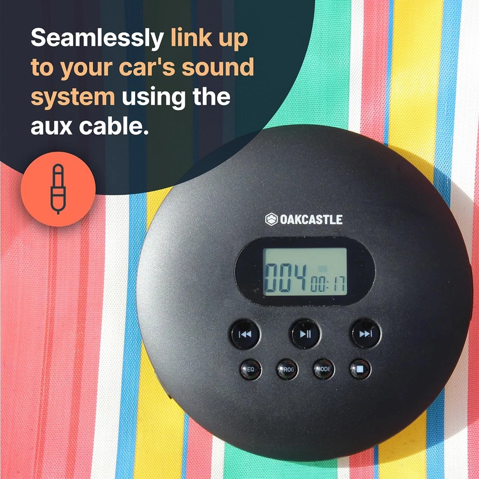 CD Player, Discman, Bluetooth, MP3 | Oakcastle CD100, tragbar, Schwarz, WIE NEU - Bild 3 von 4