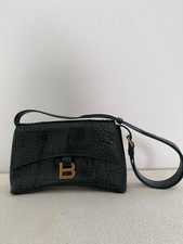 Balenciaga Downtown soft hourglass crossbody crocodile embossed leather