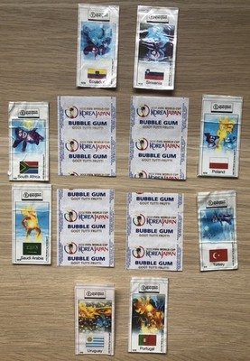 8 Kaugummi Kaugummi Aufkleber Korean Japan WM 2002 + 4 Verpackungen