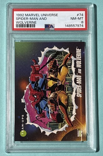 1992 Marvel Universe #74 Spider-Man & Wolverine - PSA 8 NM-MT