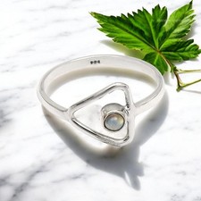 Solid Sterling Silver Natural Labradorite Birthday Bezel Cocktail Boho Ring US 6