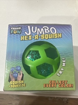 Crazy Fun Jumbo Hex-A-Squish Sensory Fidget Ball Green Blue Glitter Squish Toy
