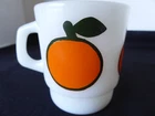 VINTAGE FIRE KING RETRO  *ORANGE*  MILK GLASS COFFEE MUG