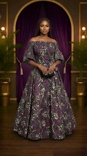 African Print long circle Dress: Shirred Ankara Cotton Dress