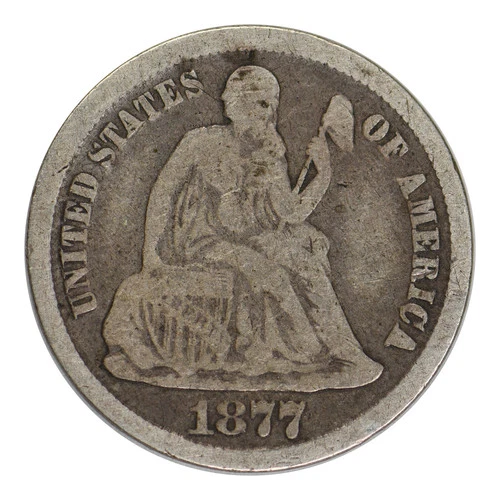 1877-CC Seated Liberty Dime Very Good Condition