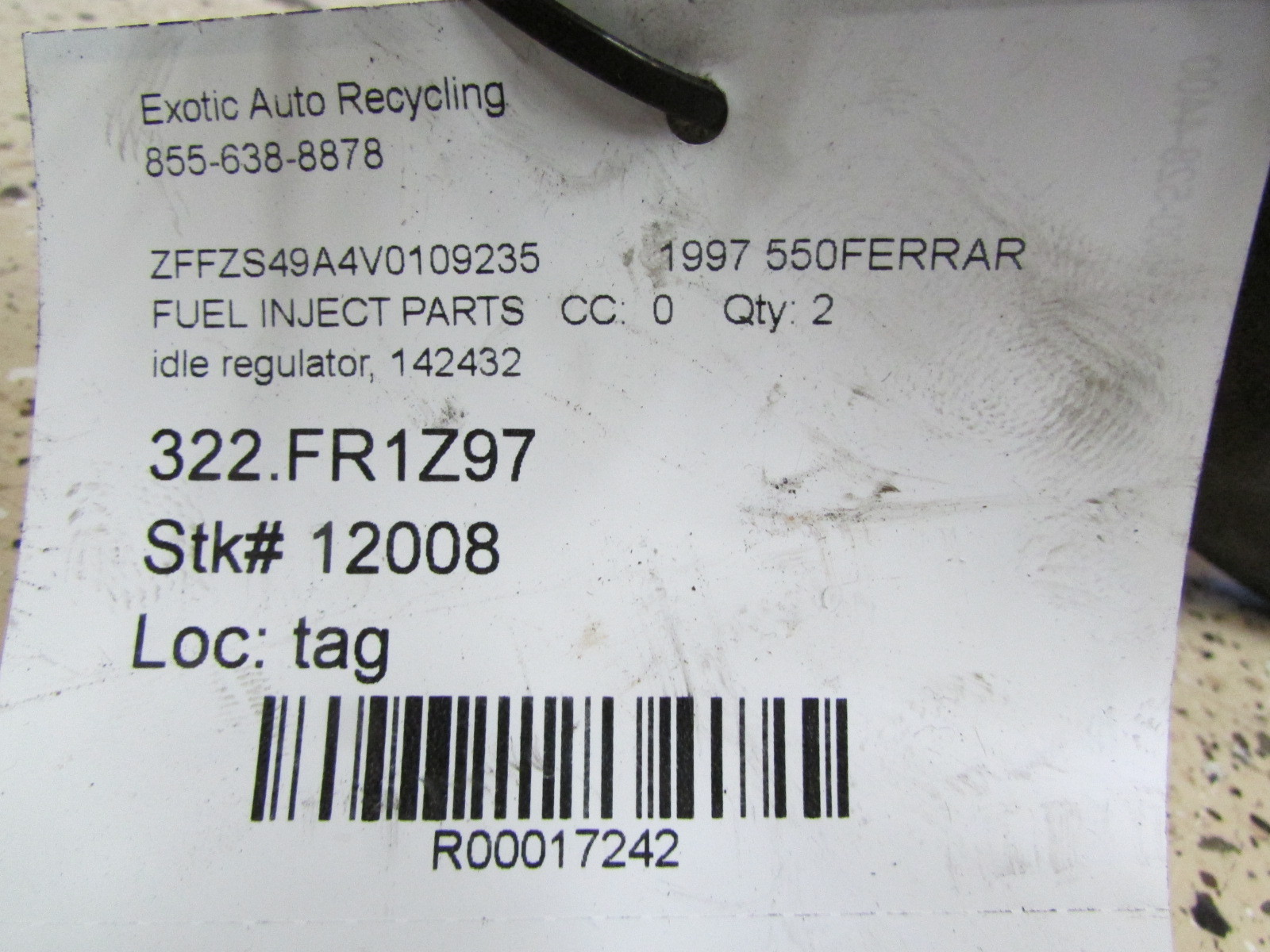 Ferrari 550, Idle for Regulator, Idle Air Valve, P/N 142432
