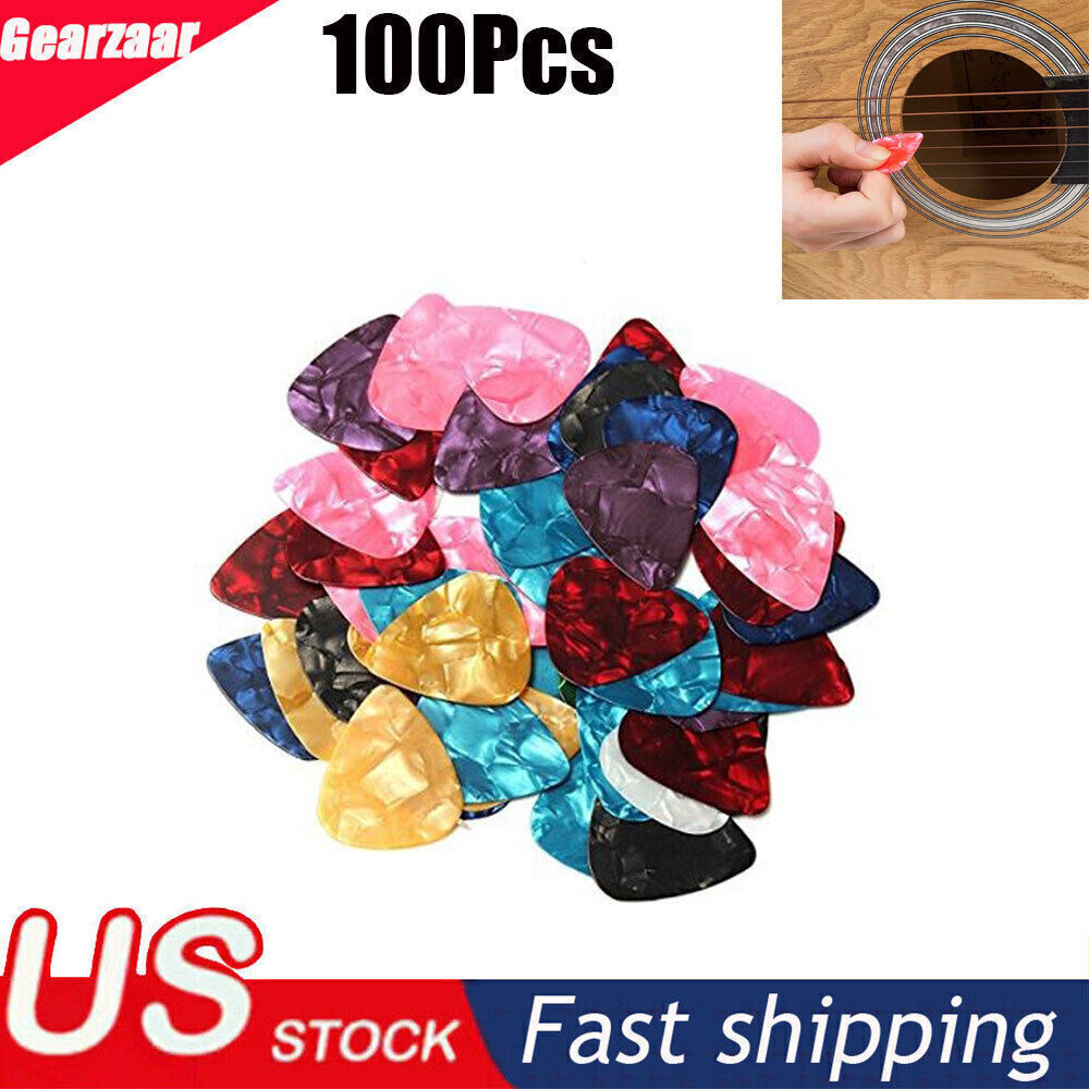 100pc Guitar Picks Acoustic Electric Plectrums Assorted Colors Thin 0.46mm Color
