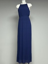 Ex TFNC Gorgeous Ladies Serene Ocassion Navy Pleated Maxi Dress Size 8 RRP £48
