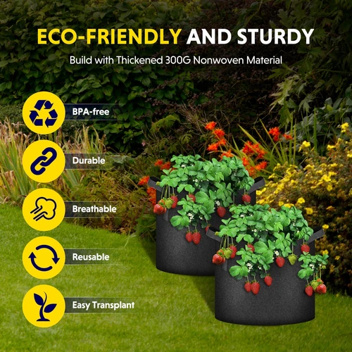 5-24Pack Garden Grow Bag/Rooty Bag Heavy Duty Non-Woven Plant Fabric Pot Contain - Picture 76 of 143