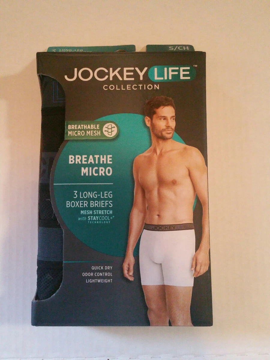 Jockey Life sports Men's 3-Pack Breathe Cotton Mesh Stretch Boxer Briefs  SMALL