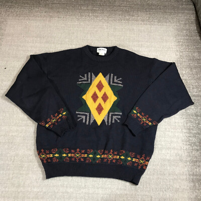 Vintage Hugo Boss Sweater Mens 42 Pullover Blue Southwestern