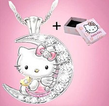 Hello Kitty Moon Pendant Necklace w/ Gift Box Set