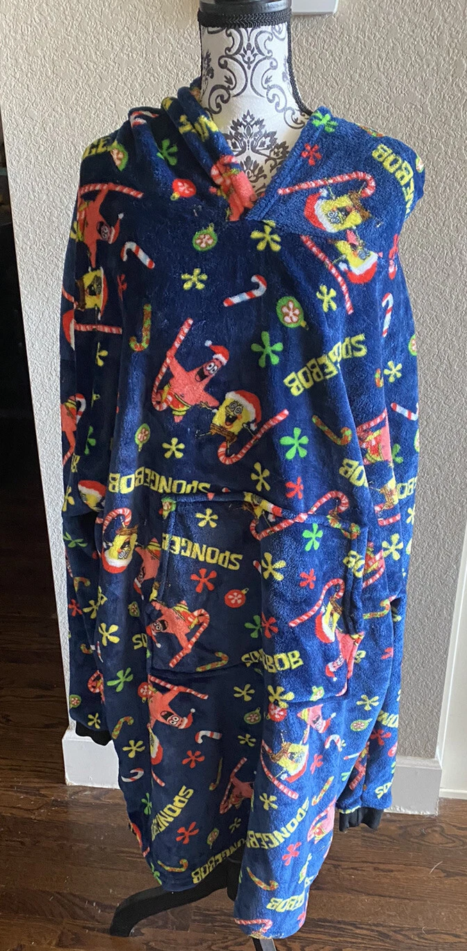 SpongeBob Squarepants Blanket Hoodie Pullover Robe Hooded  One Size Patrick Xmas
