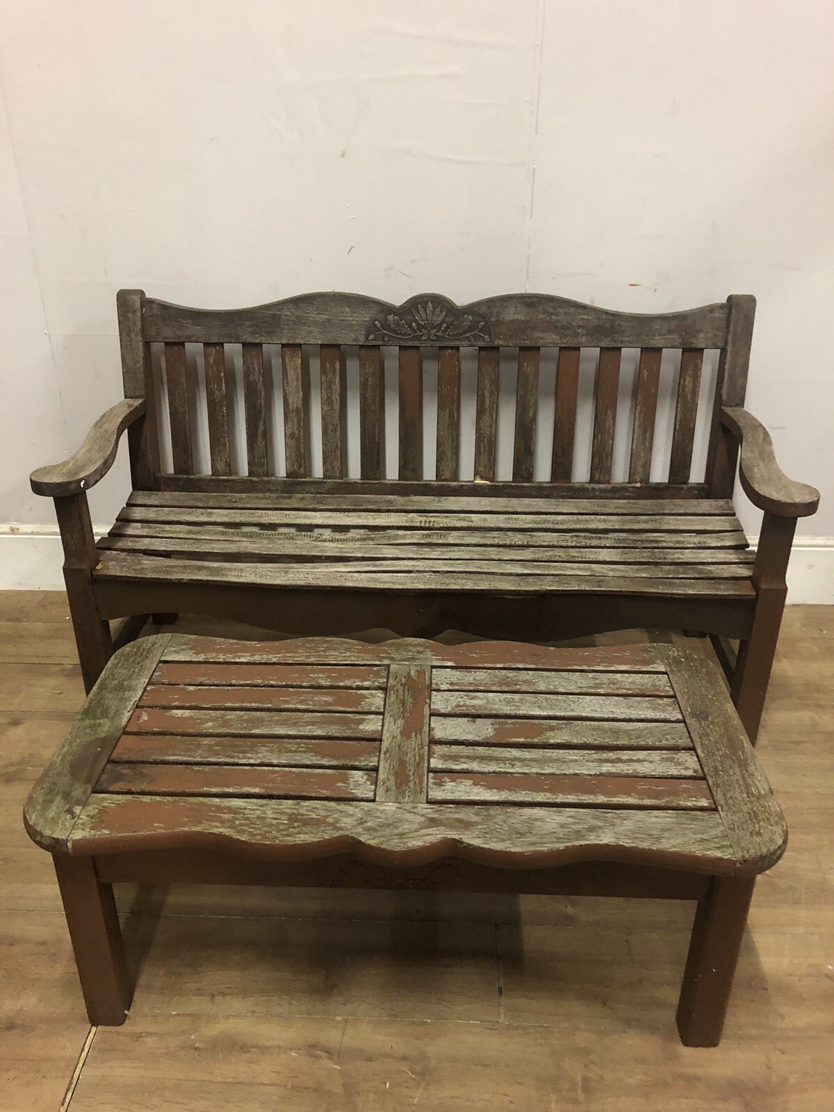 Large Wooden Garden Bench And Table For Restoration eBay