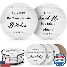 White Elephant Gifts for Adults, Funny Coasters Set of 6 with Holder Christma