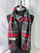 Men's 100 CASHMERE SCARF Plaid Gray/Camel/Red/Blue/Teal/White Soft Wool P08