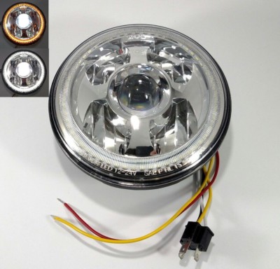 (1) 7  LED CREE Projection Headlight - Dual White/Amber Halo Ring High Power