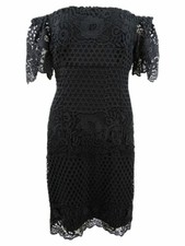 New Lauren by Ralph Lauren Black lace off the shoulder dress Size 6 NWT