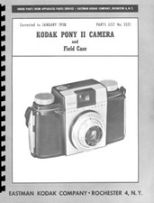 Kodak Pony II Camera Service  Parts Manual Reprint