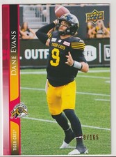 2021 UD CFL Dane Evans Card #80 RED Hamilton Tiger-Cats 128/165 Tulsa