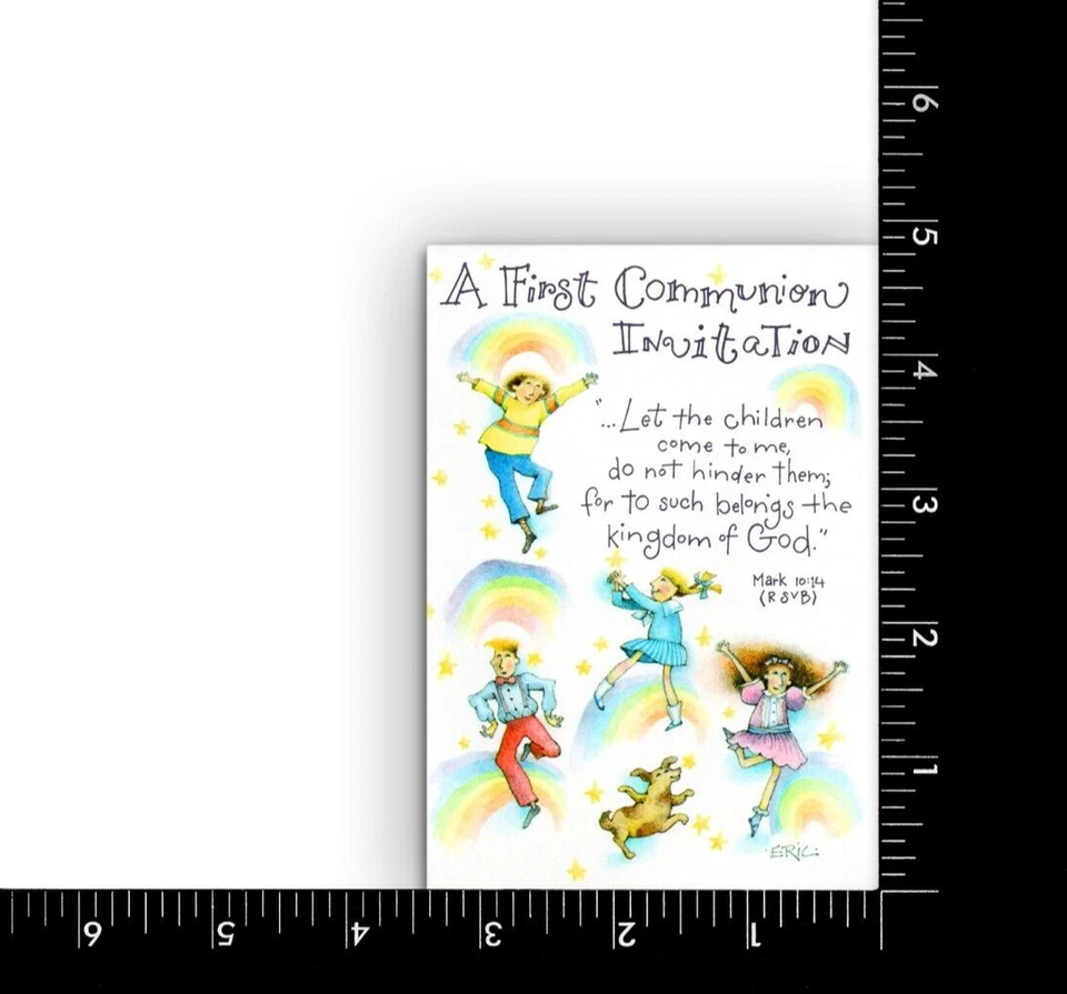 Set of 8 FIRST COMMIUNION Invitation Cards + Envelopes by Hallmark, Artist Eric - Image 4 of 4