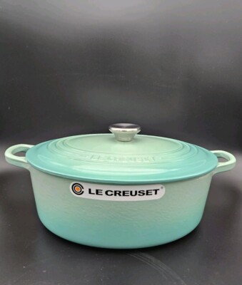 New Le Creuset 27cm Cast Iron Oval Casserole Cool Mint | eBay
