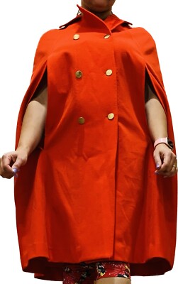Vintage Cape Overcoat Red 60 s Stoner Square Sleeveless Women Size 12 Style 8479