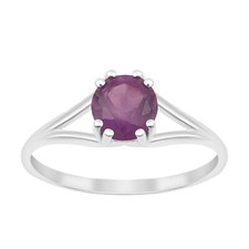 6MM Round Shape Amethyst 925 Sterling Silver Solitaire Split Shank Women Ring