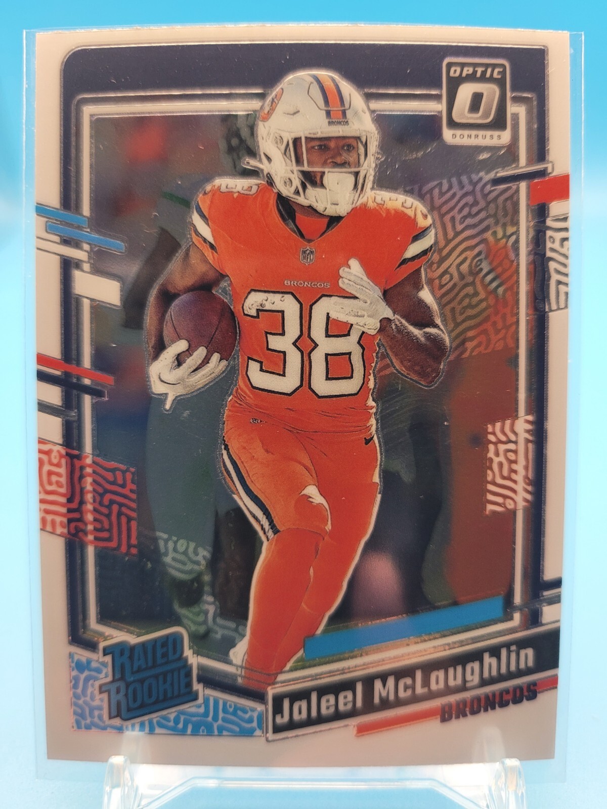 2023 Donruss Optic Jaleel McLaughlin Holo Rated Rookie #232 Denver Broncos RC-NM