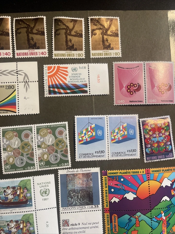 United Nations Geneva Office 1972-1995 MLH 12 Stamps,8 Blocks, VF/XF - Image 3 of 4