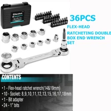 DURATECH 36 PCS Flex-Head Ratcheting Wrench Set 24-in-1 Screwdriver Set 24 Bits