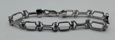 Vintage Hinge Hardware Slot Link Bracelet Sterling Silver 925 Italy