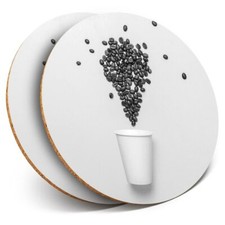 2 x Coasters bw - Coffee Cup Beans Cafe Shop  #43852