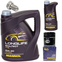 MotoröL Set 5W30 6 Liter + ÖLfilter SM 5092 + Schraube FüR VW Transporter VI 2.0
