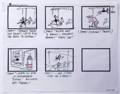 Complete Storyboard Gag Cartoon Daffy Duck Merry Go Round Horse Friz Freleng