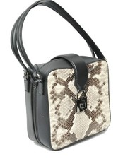 Vittoria Napoli Italy Jade Snake Leather Satchel Shoulder Bag Black/python Nwt