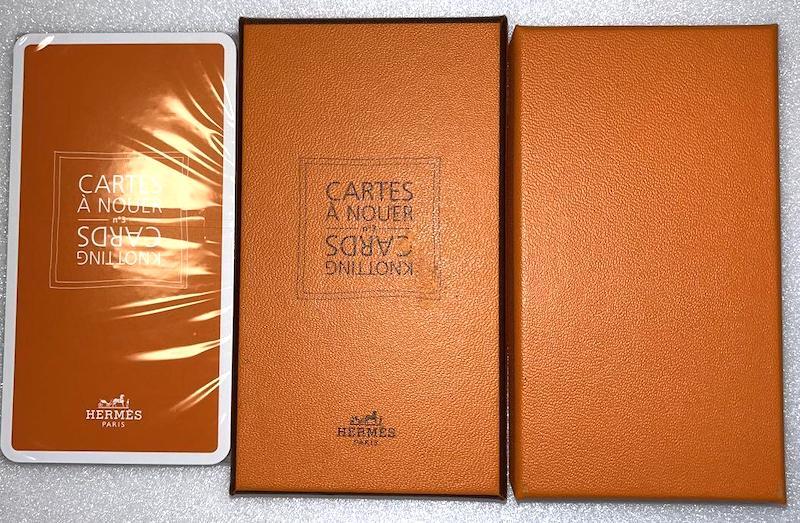 Hermes Scarf Knotting Cards No. 3 Orange Box Case Woman