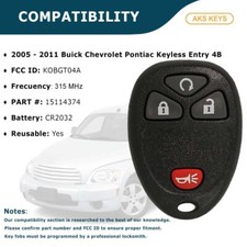 Replacement Remote Start Key Fob For Chevy 2006-2011 HHR & Uplander - 3-Button, Needs Programming