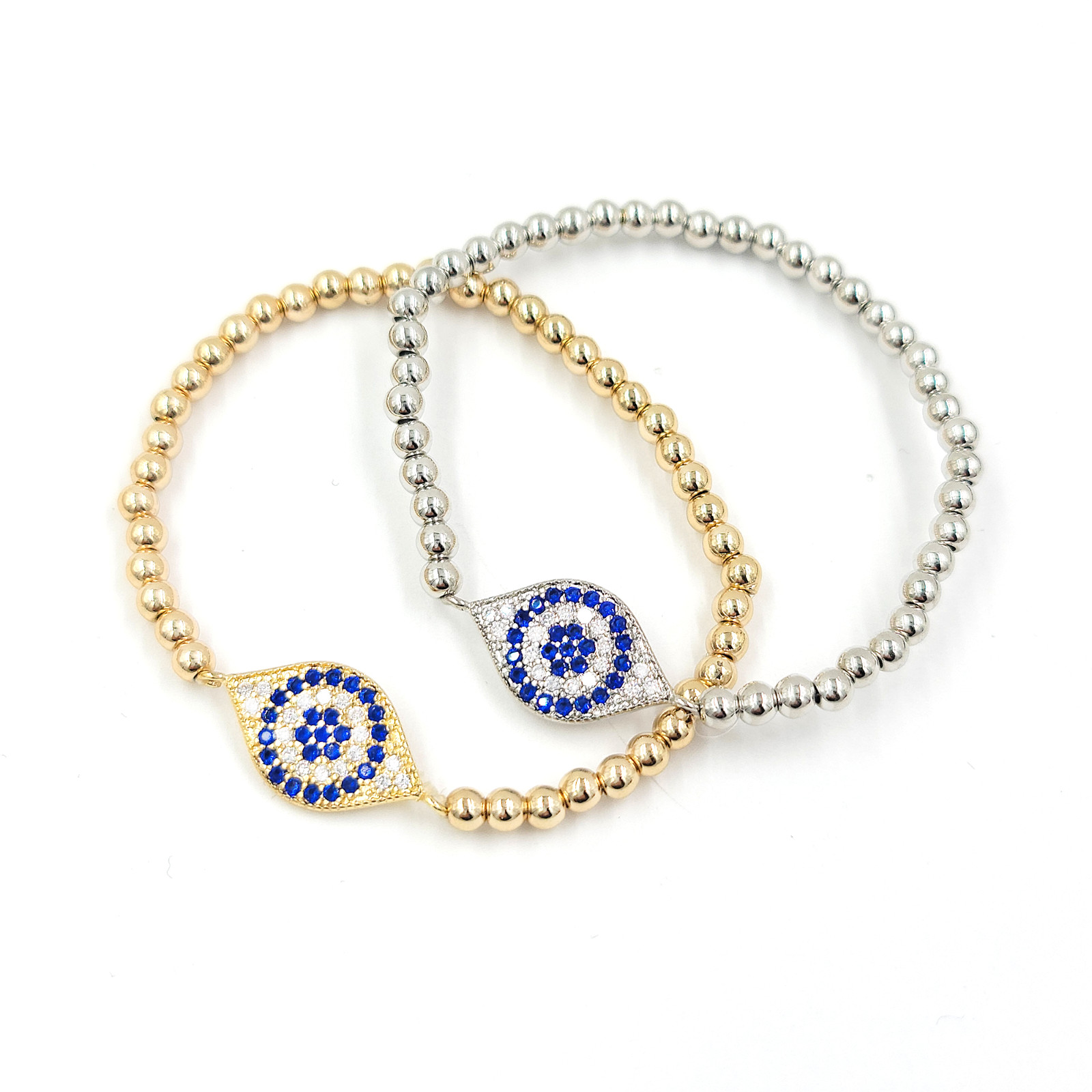 Pulsera deslizante CZ Evil Eye, pulsera para mal de ojo, joyería de la suerte, circonita cúbica