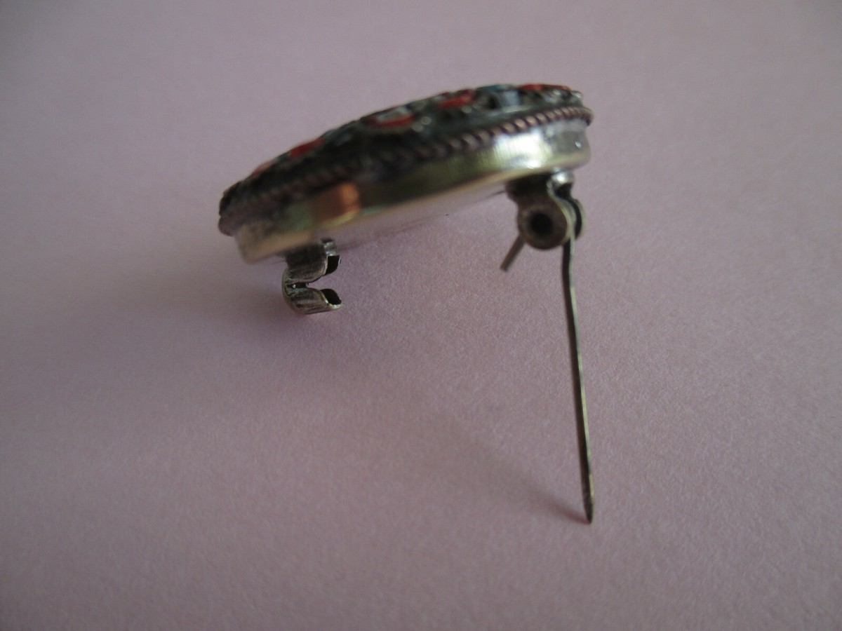 Broche antique victorienne en micro mosaïque - Fin du 19e siècle - France