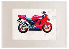 A3 Photo Frame Kawasaki ZX 12R 2001 Watercolour Print Ltd Edition