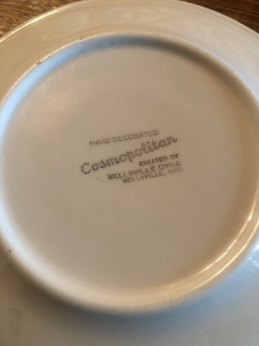 FIVE Wellsville China RETRO Restaurant Ware Cosmopolitan Salad Plates GRAY RARE! - Picture 8 of 8