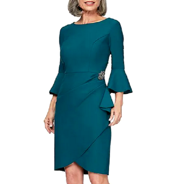 alex evenings side ruched cocktail dress Alex Evenings Slimming Side Ruched Cocktail Dress Sz 8 teal $239 *1480