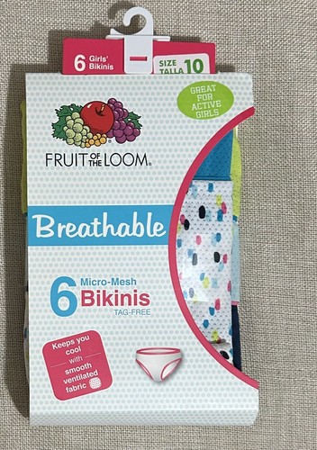 Girls 5 Pack Micro-Mesh Bikinis Breathable Underwear Size 10Fruit of the Loom - Picture 7 of 7