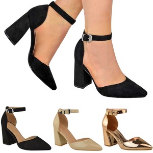 block heels with ankle strap closed toe
