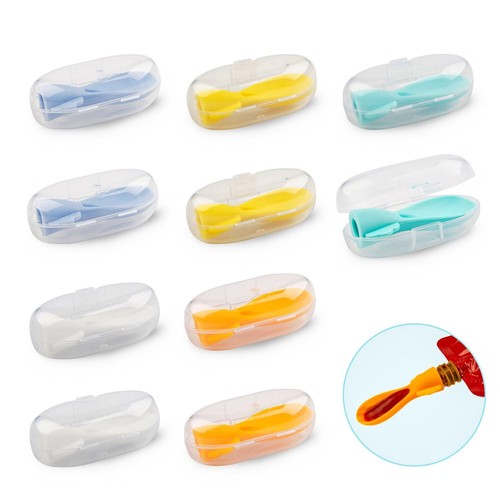 10 Pack Universal Silicone Baby Food Pouch Spoon Attachment Travel-Friendly - Picture 2 of 8