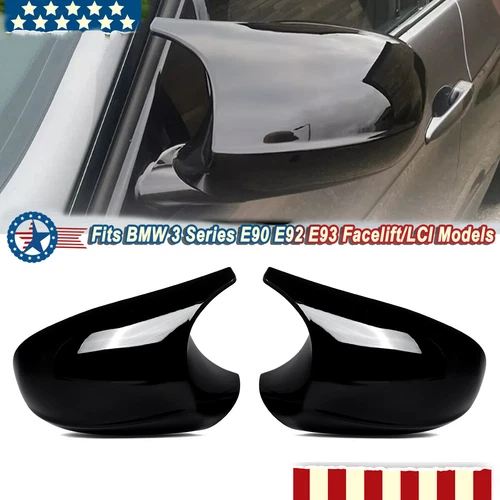 Gloss Black M3 Style Mirror Cover Cap For BMW E90 E91 E92 E93 323i 328i Facelift